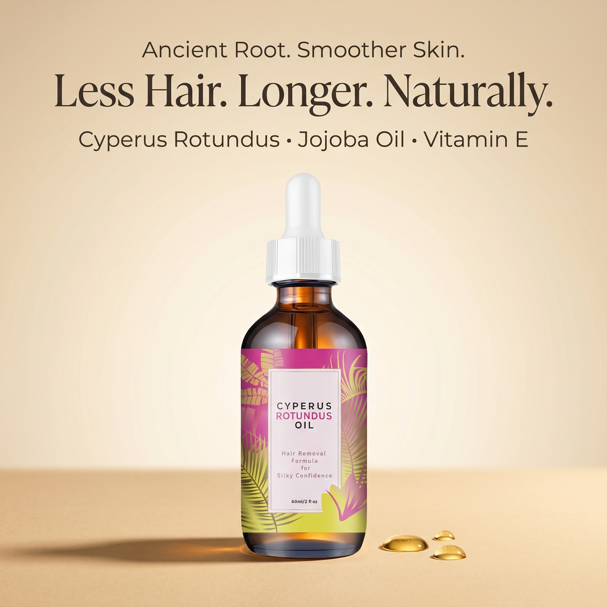 Cyperus Root Hair Inhibitor Oil — Slow Regrowth. Smoother Skin. Naturally.